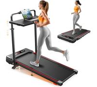 Foldable Walking Pad Treadmill with Handles and Adjustable Height, 10% Incline Walking Pad Treadmills for Home, 2.5HP Running Machines, 12KM/H Folding Treadmill with LED Screen, Remote & App Control