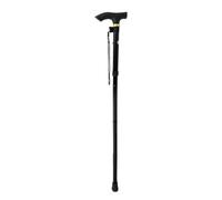 Foldable Walking Stick for Men and Women, Adjustable Hiking Pole, Lightweight Aluminium Alloy Trekking Pole with Non-Slip Rubber Tip and Wrist Strap, 5 Section Height 85-95cm (Black)