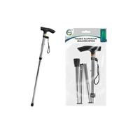 FOLDABLE WALKING STICK IN BLACK ALUMINUM ADJUSTABLE HEAVY DUTY FOLDING NON SLIP DURABLE