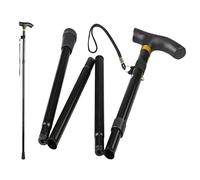 Foldable Walking Stick, Portable, Fully Adjustable, Lightweight, Aluminium, None Slip Foot, Walking Aid (PLAIN BLACK)