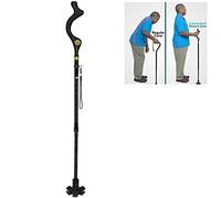 Foldable Walking Stick Women Men Walking Cane Folding, Portable Safety Lightweight Adjustable Self-Stand 360° Traction Non Slip Crutches Elderly Hiking/Trekking Pole/Travel/Home(Black),A