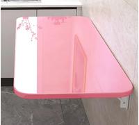 Foldable Wall-Mounted Balcony Table, 80cm x 60cm, 18mm Thick Wooden Kitchen Desk, Floating Computer Table - Stylish Pink Space-Saving Solution
