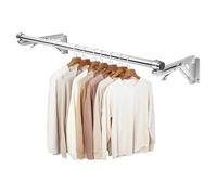 Foldable Wall Mounted Clothes Rack-30'' Long Rod&2 Thick Bases,Stainless Steel,Multi-Purpose for Space-Saving Garment Rack/Clothes Drying Rack/Clothes Hanger,Detachable and Top Shelf Room Reserved