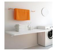 Foldable Wall-Mounted Desk Compact Workbench for Small Spaces Kitchen Laundry Room Home Office White (120x40cm) - Space-Saving Versatile Modern Design