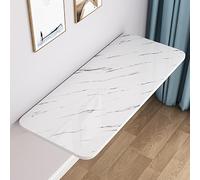 Foldable Wall Mounted Desk Versatile Drop Leaf Table for Kitchen Garage Home Office Bar Dining White Stone Pattern 100x30cm Space Saving Solution