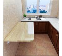 Foldable Wall-Mounted Dining Table - Space-Saving Drop-Leaf Desk for Kitchen Laundry or Office - Compact Light Walnut Finish 60x40cm/24x16inch Design for Small Spaces