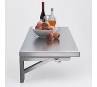 Foldable Wall-Mounted Dining Table Stainless Steel Space-Saving Kitchen Table for Small Spaces Floating Desk with Brackets Compact Computer Table (80x35cm)