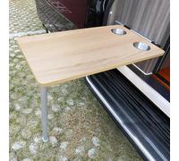 Foldable Wall-Mounted Dining Table with Cup Slot - 31.3x15.6in Floating Drop-Leaf Table for RV, Caravan, Motorhome & Yacht - Space-Saving Natural Design