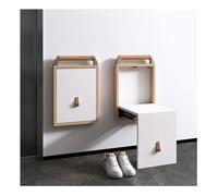Foldable Wall-Mounted Shoe Bench & Shower Stool, Hidden Folding Seat, Solid Wood Folding Stool for Bathroom, Living Room, Entryway - Warm White h