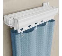 Foldable Wall Mounted Shower Curtain Rod, Adjustable Angle for Space Saving in Bedroom Balcony Clothing Store