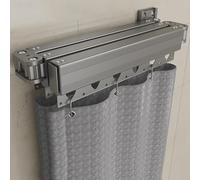 Foldable Wall Mounted Shower Curtain Rod, Adjustable Angle for Space Saving in Bedroom Balcony Clothing Store