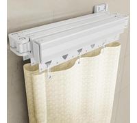 Foldable Wall Mounted Shower Curtain Rod, Adjustable Angle for Space Saving in Bedroom Balcony Clothing Store