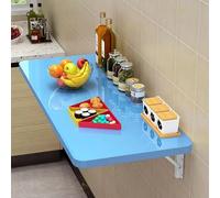 Foldable Wall-Mounted Side Table with 2 Supports for Bedroom & Living Room, Blue, 60 x 30 cm - Space-Saving Fur for Smals