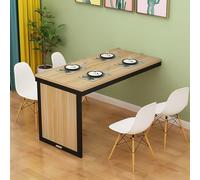 Foldable Wall Mounted Table Wooden Telescopic Table for Kitchen Dining Room Living Room Balcony Compact Home Vanity (Light Walnut & Black)