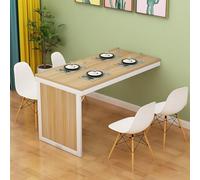 Foldable Wall Mounted Wooden Table Space Saving Kitchen Dining Living Room & Balcony Desk Compact Home Vanity (Light Walnut & White Finish)