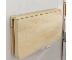 Foldable Wall-Mounted Wooden Table Space-Saving Kitchen & Dining Table Floating Desk for Home Compact Laundry Station Invisible Makeup Vanity (60x40cm)