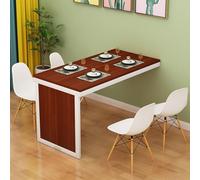 Foldable Wall Mounted Wooden Table Space Saving Telescopic Design for Kitchen Dining Room Living Room Balcony Compact Home Vanity (Teak + M 80)