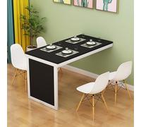 Foldable Wall Mounted Wooden Table Telescopic Invisible Design for Kitchen Dining Room Living Room Balcony Compact Vanity Home Furniture (Black & White 1)