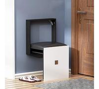 Foldable Wall Stool & Bath Seat Solid Wood Shower Chair Easy Installation Space-Saving Design for Hallway & Porch Stylish Black Finish Durable & Lightweight