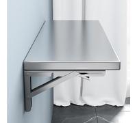 Foldable Wall Table - 304 Stainless Steel Drop-Leaf Desk, Space-Saving Floating Table for Home Office & Laundry Room, Metal, 60x30cm - Modern Design & Easy Installat
