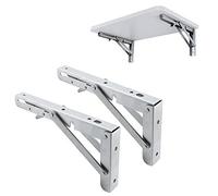 Foldable WallMounted Table 2 Stainless Steel Brackets 16” HeavyDuty SpaceSaving for DIY Workbench & Shelving Adjustable Folding Desk Sturdy Design