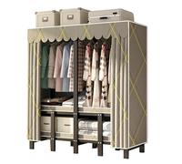 Foldable Wardrobe Closet with Cover and Door, Freestanding Clothes Organizer for Bedroom Storage