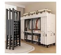 Foldable Wardrobe Closet with Cover, Metal Garment Rack, Portable Freestanding Clothing Organizer for Hanging Clothes and Storage in Bedroom or Dorm