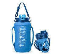 Foldable Water Bottle, 2L Foldable Water Bottle, Collapsible Sports Water Bottles, Collapsible Water Bottle, Foldable Water Storage with Straw and Time Marking for Fitness, Travel