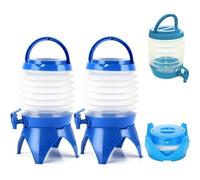 Foldable Water Dispenser with Tap, 2 Piece Drink Dispenser with Stand, Water Container with Tap, Water Canister Foldable, Large Capacity Water Dispenser, Camping Water Dispenser, Party, Travel