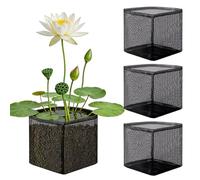 Foldable Water Planter, 4 Pieces Pond Bag, Mesh with Reusable Feature, Hyacinth Planting Basket Set, Indoor Garden Holder with Sturdy Build, Basket for Aquarium and Lily