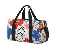 Foldable Waterproof Kids Overnight Bag - Lightweight Travel Holdall Carry On Luggage, Large Capacity Weekend Bag for Boys and Girls for School, Dance, Sports, Color Clash Floral Whimsy