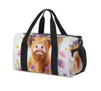 Foldable Waterproof Kids Overnight Bag - Lightweight Travel Holdall Carry On Luggage, Large Capacity Weekend Bag for Boys and Girls for School, Dance, Sports, Agile Highland Cow