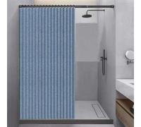 Foldable Waterproof Linen Shower Curtain with Weighted Bottom & Hooks Anti-Mould Splashproof 100 x 200 cm - Perfect for Bathroom Decor & Privacy