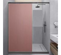 Foldable Waterproof Linen Shower Curtain with Weights Anti Mould Beige 100x200 cm Splashproof Magnet Design Includes Hooks for Easy Installation