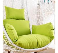 Foldable Waterproof Swing Egg Chair Cush with Headrest, Pure Green Replacement Pillow for Indoor & Outdoor Hanging Chairs, Comfortable Cotton Design