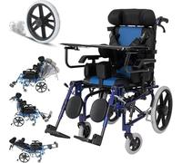 Foldable Wheelchair for Cerebral Palsy Childs & Elderly, Adults Pediatric Wheelchair Manual Wheelchairs with Anti-Flip Wheels and Lay-Flat Kid(Adults)