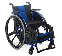 Foldable Wheelchair,Sport Wheelchairs Folding for Adults Kids,Self-Propelled Attendant Transport Wheel Chairs with Aluminum Alloy e, 14'' Wide Seat,Trolleys Elderly Travel, Blue, 14500 Grams