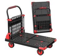 Foldable Wheeled Cart Ca Platform Trolley Space-Saving Silent & Maneuverable Design Perfect for St Tools in Worhop & Warehouse (Size: 90x60cm)