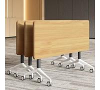 Foldable White Conference Table Portable Meeting Desk with Flip Top Mobile Training Table for Office/Classroom Privacy Shield & Locking Wheels Versatile Use