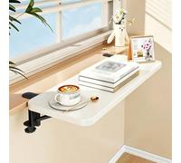 Foldable Window Sill Extender 20 24 28 32 35 in, Clamp-on Window Ledge Extender Plate Space Saving, Countertop Extension Board for Plants, Books, Cups(White,90x20 cm (35.4x8 in))