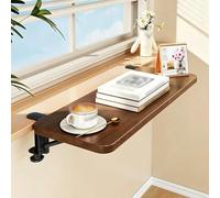 Foldable Window Sill Extender 20 24 28 32 35 in, Clamp-on Window Ledge Extender Plate Space Saving, Countertop Extension Board for Plants, Books, Cups(Dark Wood,50x20 cm (19.7x8 in))