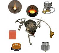 foldable windproof camping stove Piezo Ignition fierce fire,fire regulator valve with hose, 1LB Propane Tank Adapter, Butane Adapter, Backpacking Stove with carry case for outdoor