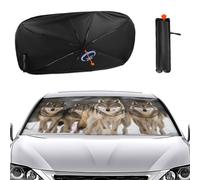 Foldable Windshield Sunshade Pack of Wolves Umbrella,Personalized Car Windshield Sunshade with Print Fits Various Car