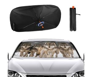 Foldable Windshield Sunshade Pack of Wolves Umbrella,Personalized Car Windshield Sunshade with Print Fits Various Car