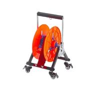 Foldable Wire Spool Rack with Adjustable Spacing and Wheels for Portable Storage and Dispensing in Home Workshop