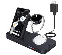 Foldable Wireless Charger for Google Pixel Watch(Not for Watch 2),3 in 1 Pixel Charging Station with Adapter Charging Stand for Pixel 8/7/7 Pro/6/6 Pro/5,Pixel Buds Pro,Samsung S22,iPhone,Airpods