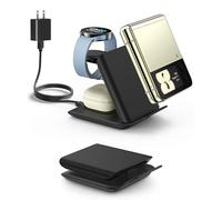 Foldable Wireless Charging Samsung - 15W Folding Travel for Samsung Galaxy Z Flip 6/5/4 Series, Compatible with iPhone 16/15/14/13/Pro Series, Included Adapter PD 20watt, Blcak