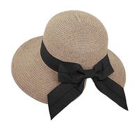 Foldable Women Sun Hats Ladies Hat Straw Womens Floppy Summer Sun Beach Hats Accessories Wide Brim 50 Crushable Straw Womens Summer Foldable for Women UK (Khaki One Size)