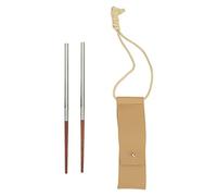Foldable Wood Chopsticks, Portable Detachable Wooden Flatware, Reusable Camping Chopsticks with PU Storage Bag, Ergonomic Design for Outdoor Travel Hiking Biking (Rosewood and Stainless Steel with