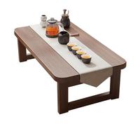 Foldable Wood Coffee Table for Small Spaces Minimalist Floor Desk in Red Walnut - Perfect for Living Room & Home Office (Size: 100x50x30CM)